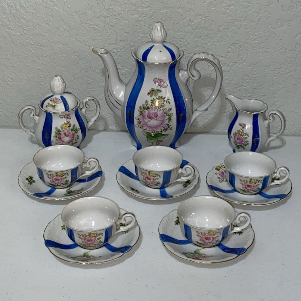 VTG Teapot Coffee Set Occupied Japan Chugai China Teacup Saucer Creamer Sugar‎